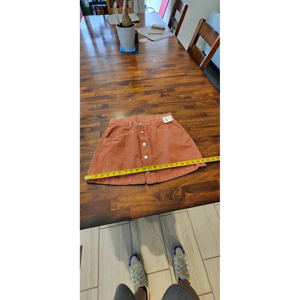 Free People Corduroy Mini Skirt Burnt Orange Button Front A-Line Size 4 sku18 - Picture 2 of 13
